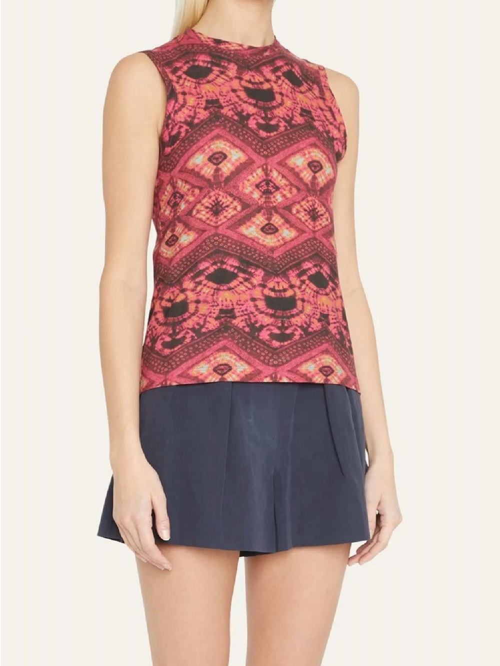 Ulla Johnson Pink Multi Geometric Sleeveless Cotton Tank